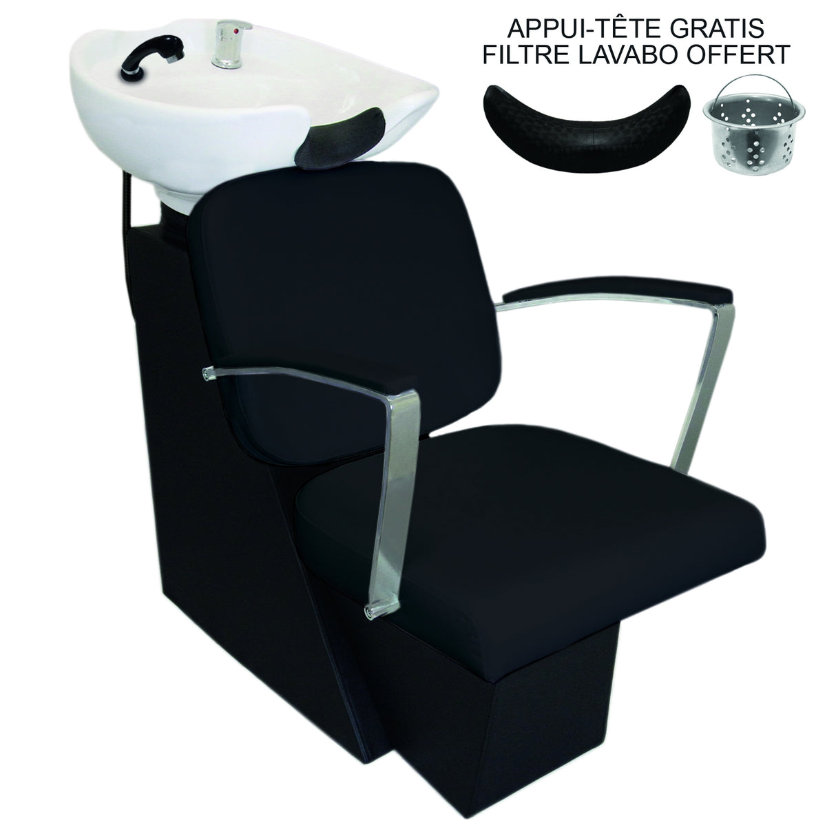 Fauteuil Salon de Coiffure avec Lavabo Noir