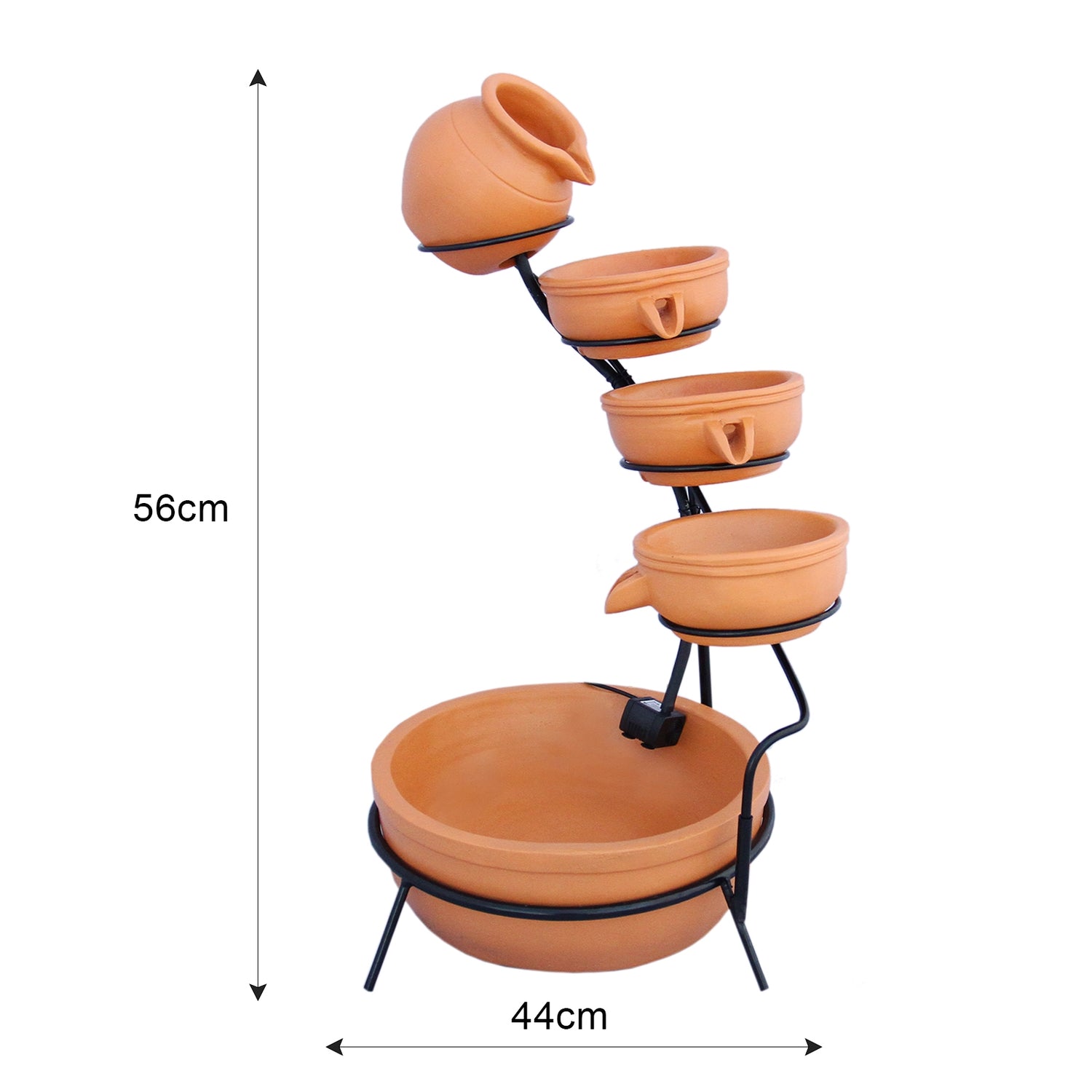 Fontaine de Jardin à 4 Niveaux avec Panneau Solaire - Terracotta