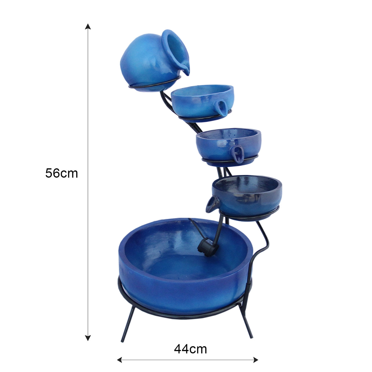 Fontaine de Jardin à 4 Niveaux avec Panneau Solaire - Bleu