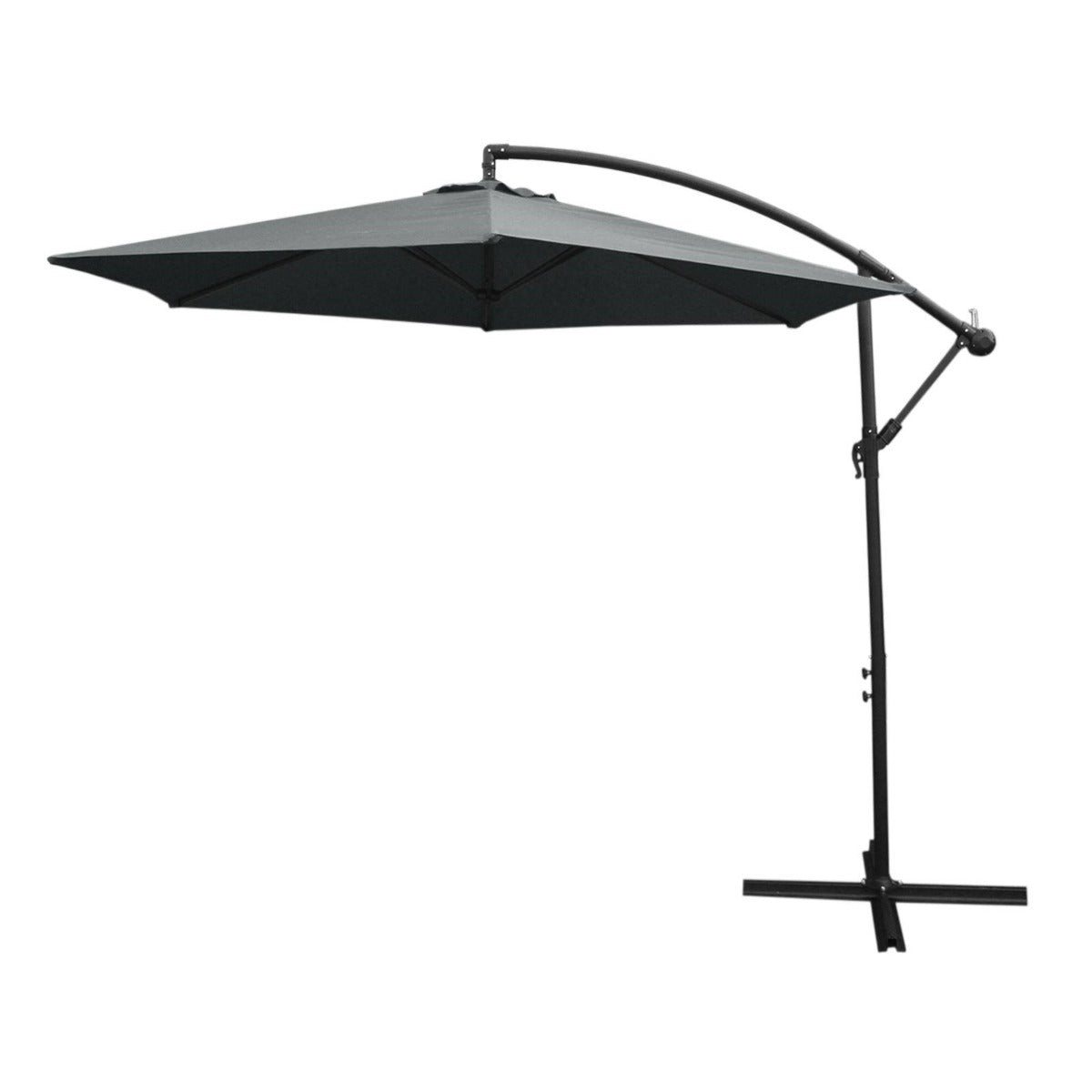 Parasol Cantilever Gris & Base Ronde 3m x 3m x 2.5m
