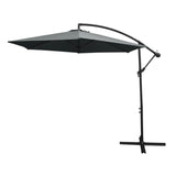 Parasol Cantilever Gris & Base Ronde 3m x 3m x 2.5m