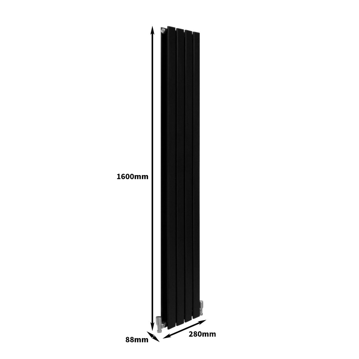 Radiateur Plat Noir Mat 160 cm x 28 cm