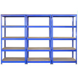 Monster Racking - Lot de 3 Rayonnages Q-Rax en Acier Bleu 90 cm, 1 Établi de Travail Q-Rax & Maillet