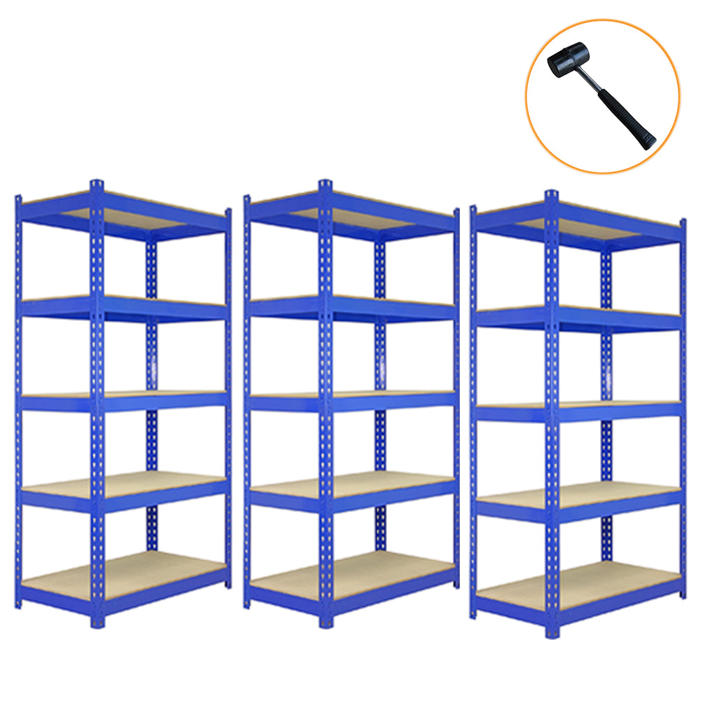 Monster Racking - 3 Rayonnages Q-Rax en Acier Bleu 120cm x 50cm x 180cm