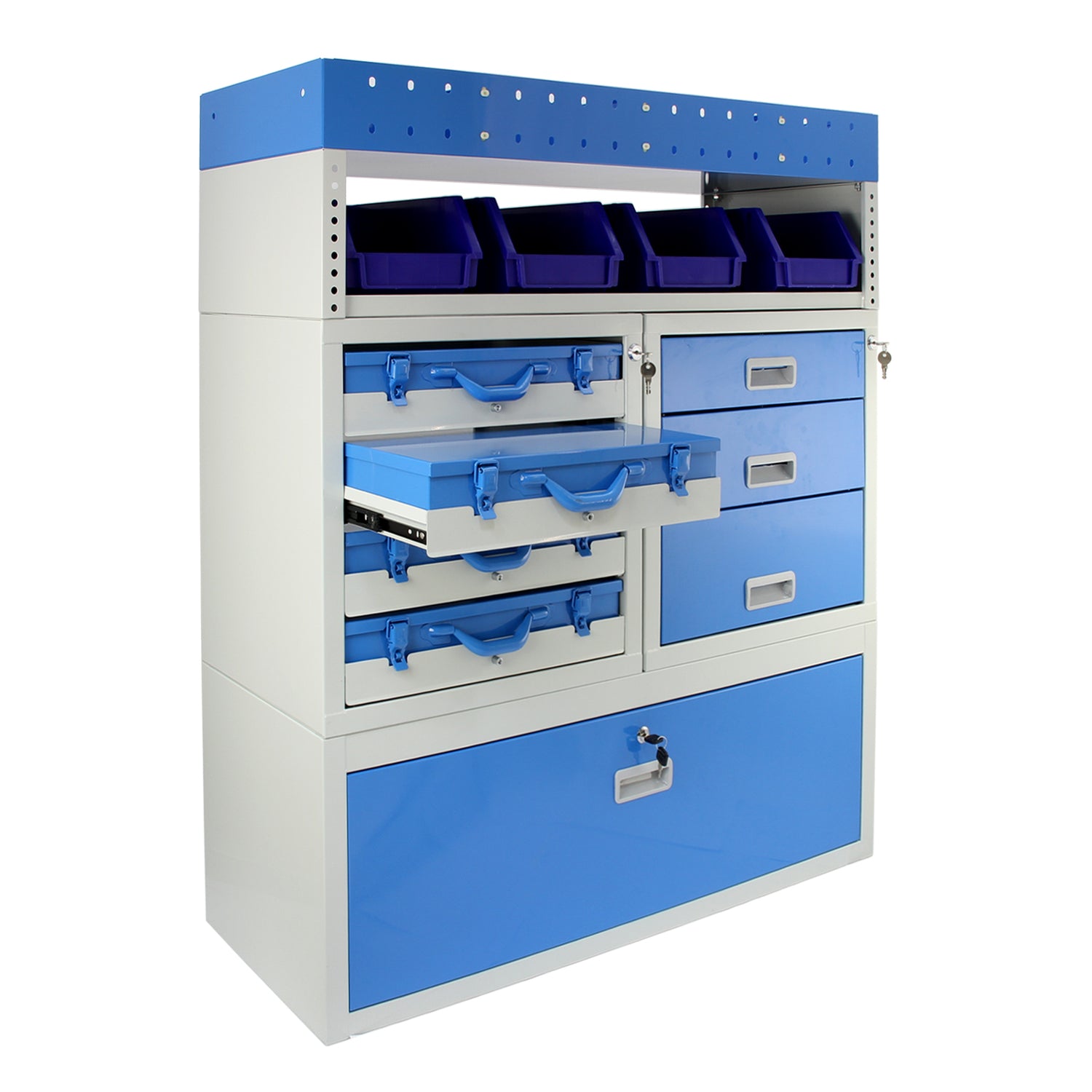 Monster Racking - Lot de 2 Rayonnages Pour Van & Casier Utilitaire en Acier Bleu « Tempest »