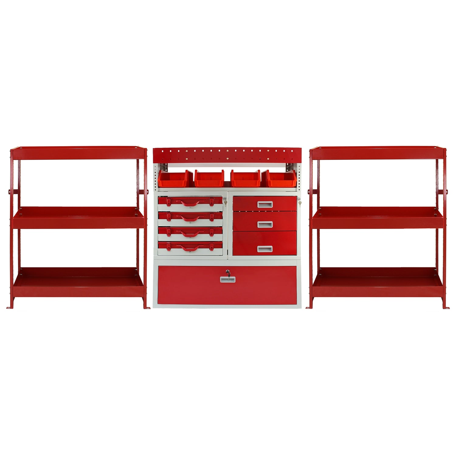 Monster Racking - Lot de 2 Rayonnages Pour Van & Casier Utilitaire en Acier Rouge « Flame »
