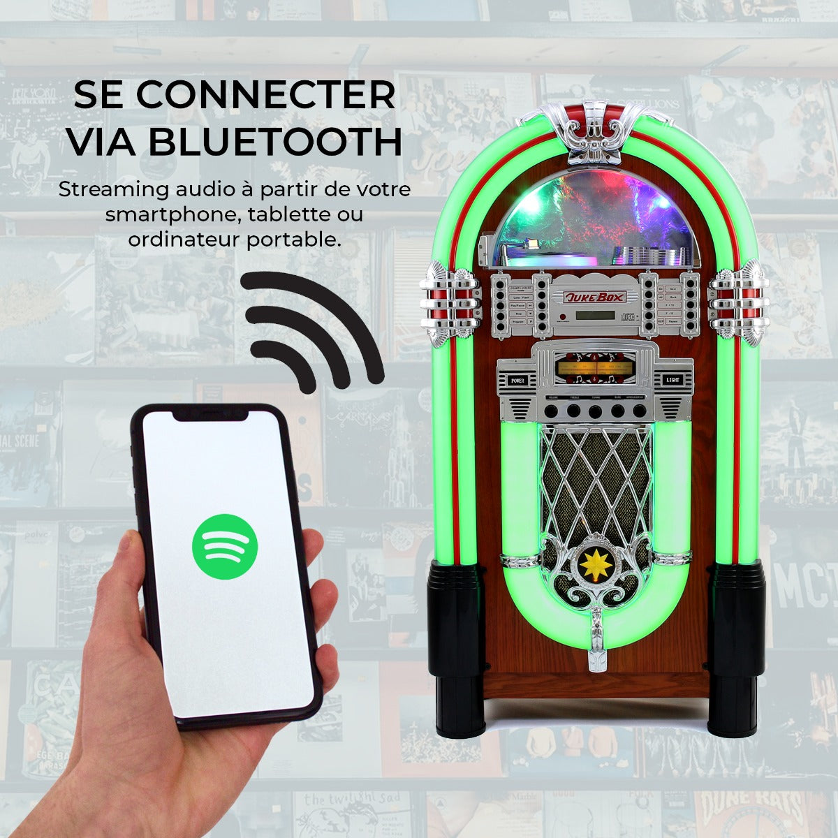 Jukebox Style Rétro Années 50 à système d'éclairages LED