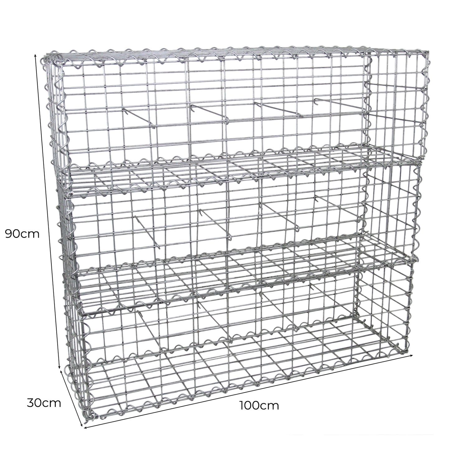 Lot de 3 Paniers de Gabions 100 cm x 30 cm x 30 cm