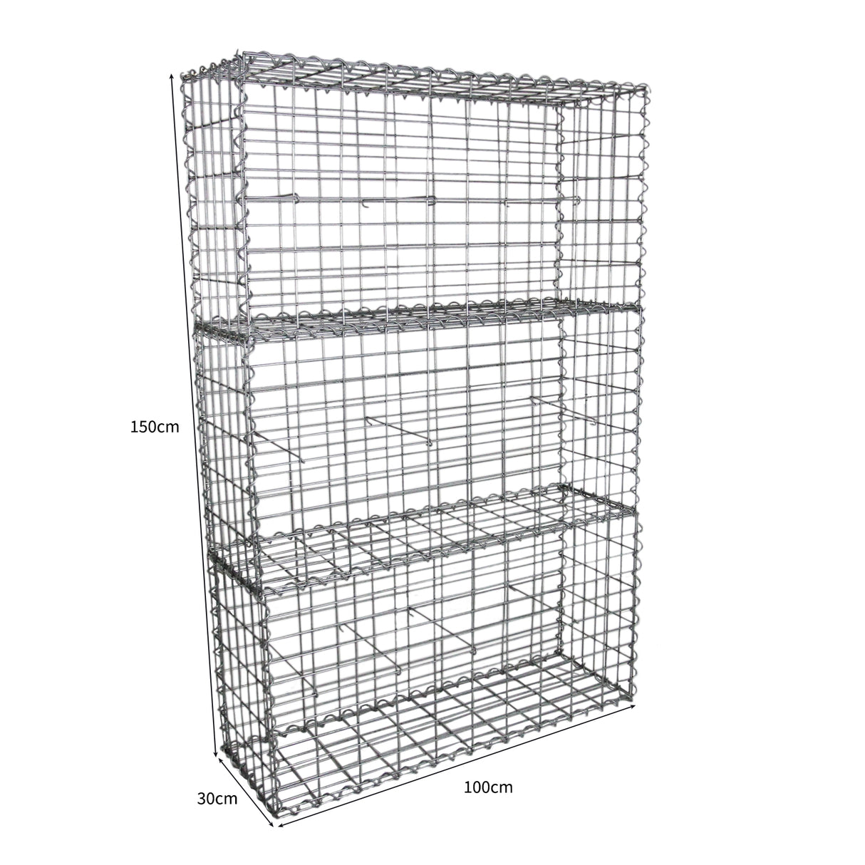 Lot de 3 Paniers de Gabions 100cm x 50cm x 30cm
