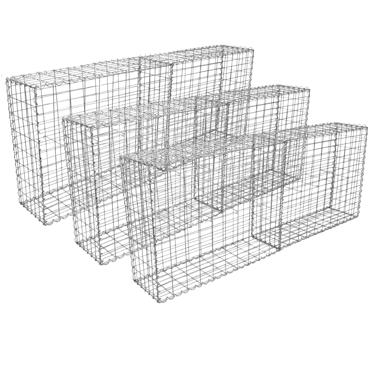 Lot de 6 Paniers de Gabions 100 cm x 95 cm x 30 cm