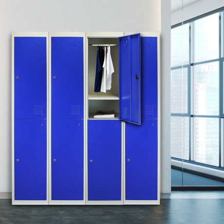 Casier de Rangement de 2 Portes en Acier Bleu