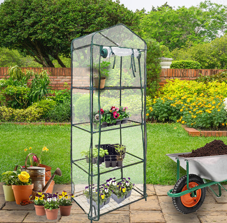 Mini Serre à 4 étagère avec Couverture en PVC