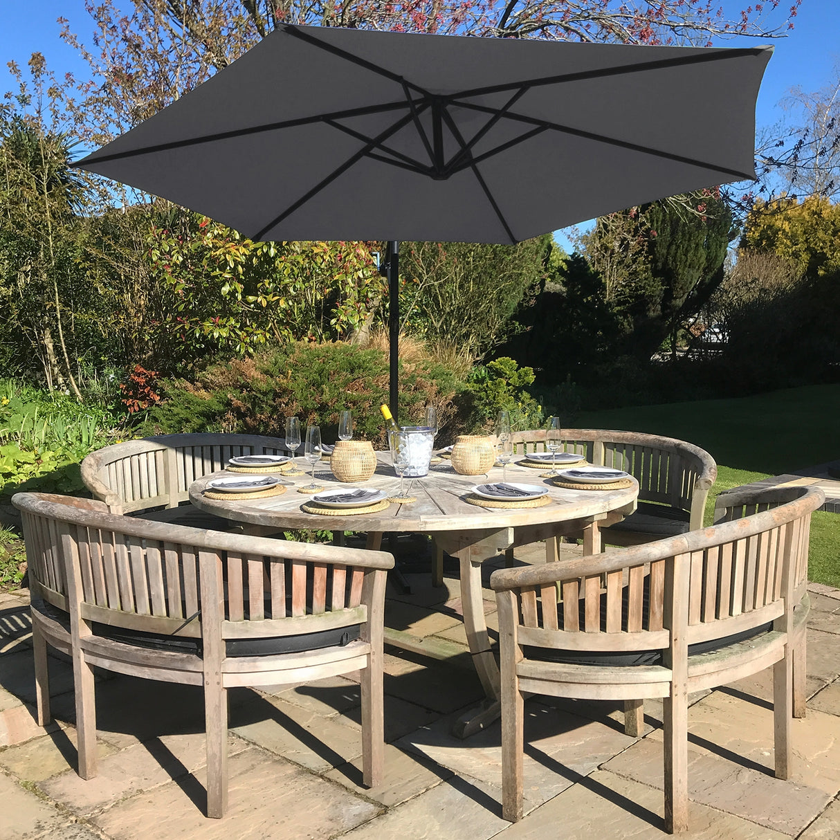 Parasol Cantilever Gris 3m x 3m x 2.5m