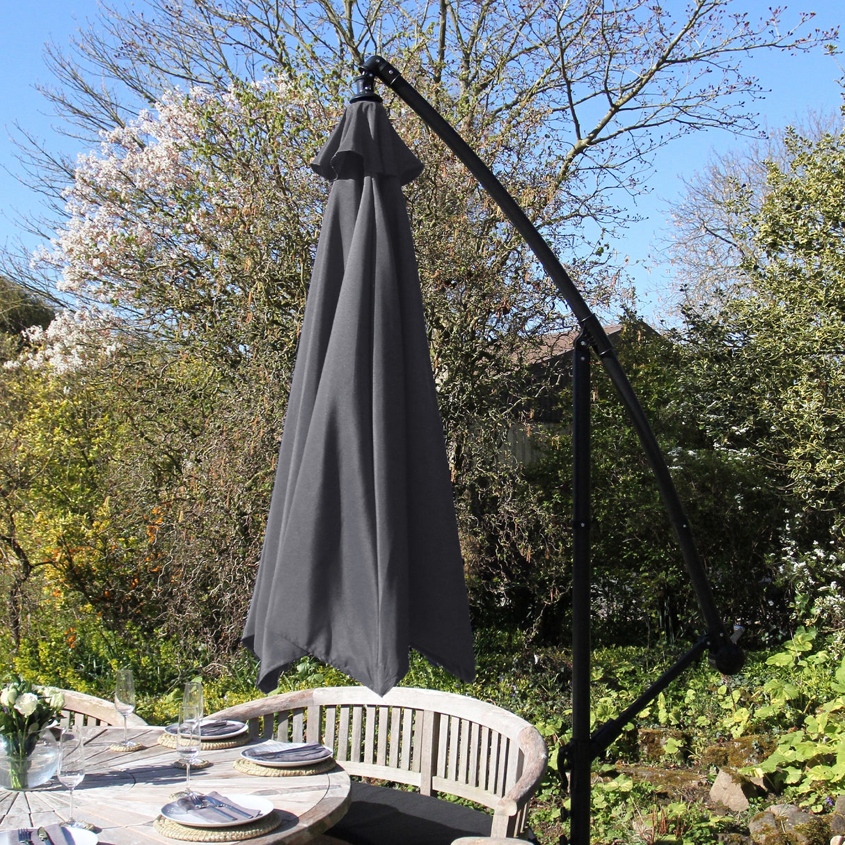 Parasol Cantilever Gris 3m x 3m x 2.5m
