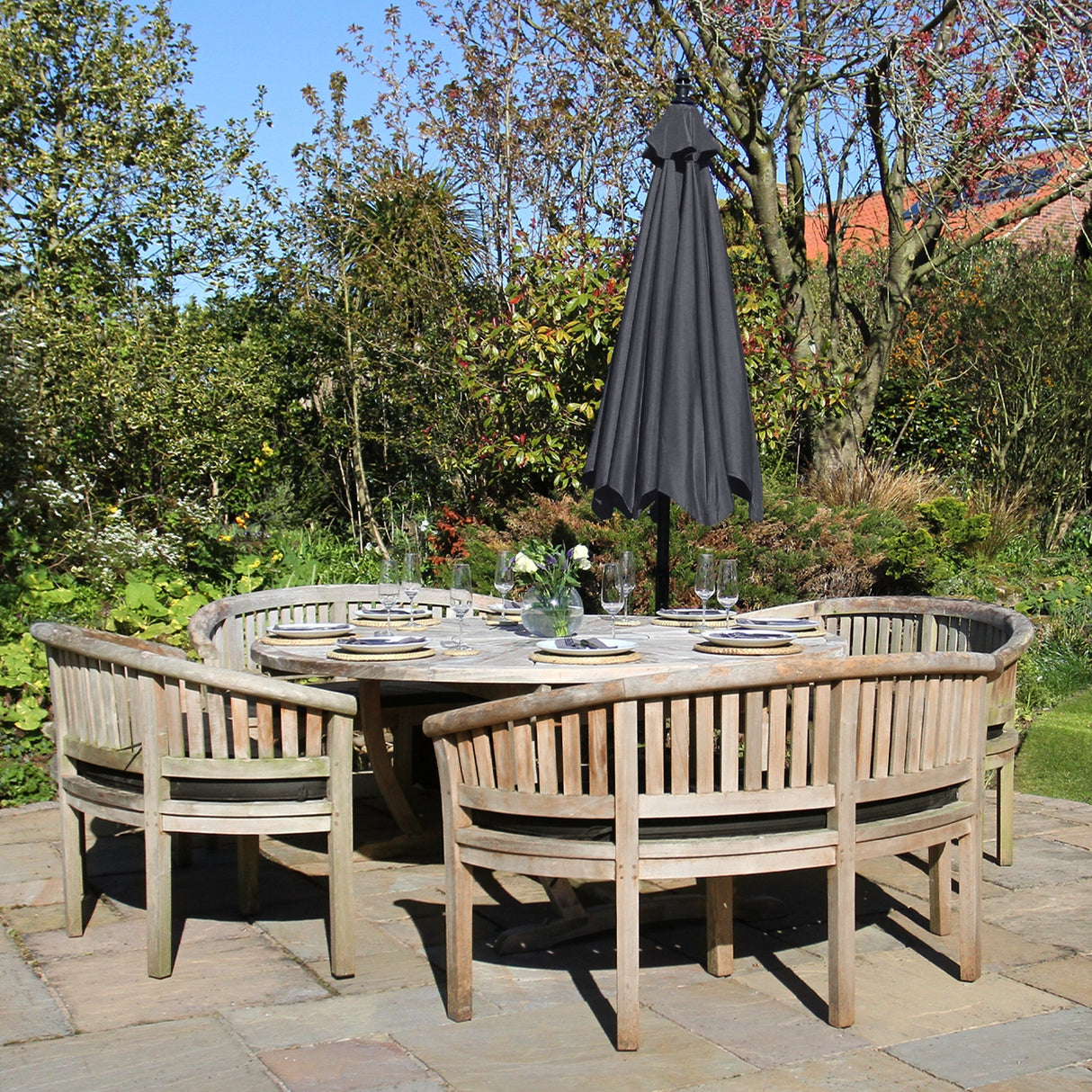 Parasol Cantilever Gris & Base Ronde 3m x 3m x 2.5m
